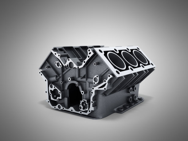 汽缸块从汽车与v6引擎3d渲染上增长的背景图片下载