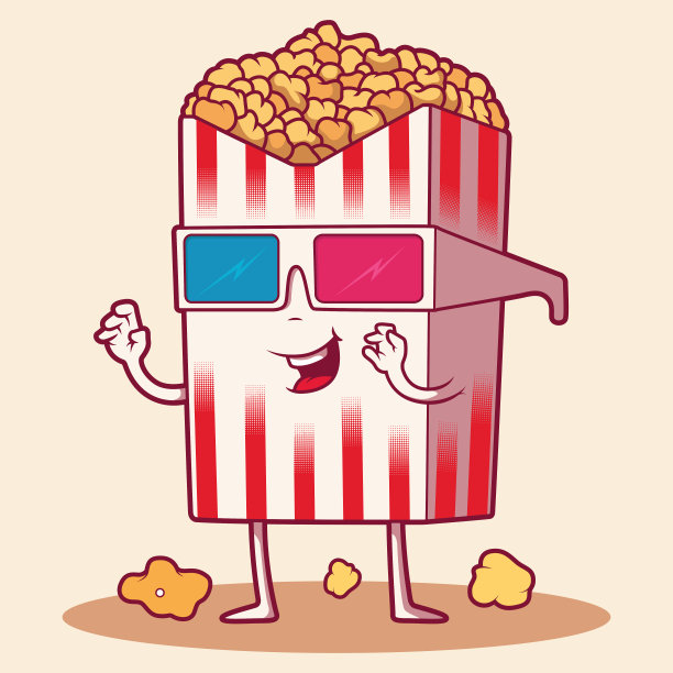有趣的爆米花盒角色，试着戴上3d眼镜看电影图片下载