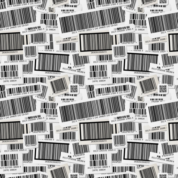 很多不同的逼真条码，无缝图案图片下载