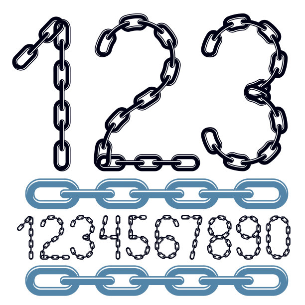 孤立向量数的集合。新潮数字，海报设计。图片下载