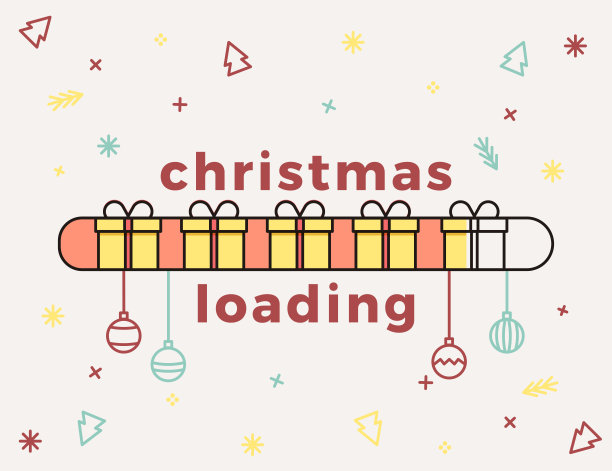 圣诞装载酒吧与礼物盒和图案背景与圣诞图标。矢量插图。圣诞快乐!图片下载