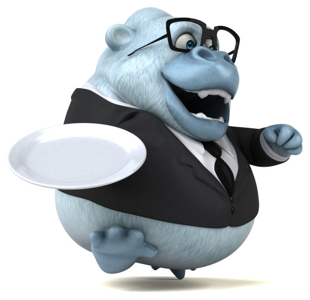 有趣的白色猴子- 3D插图图片下载