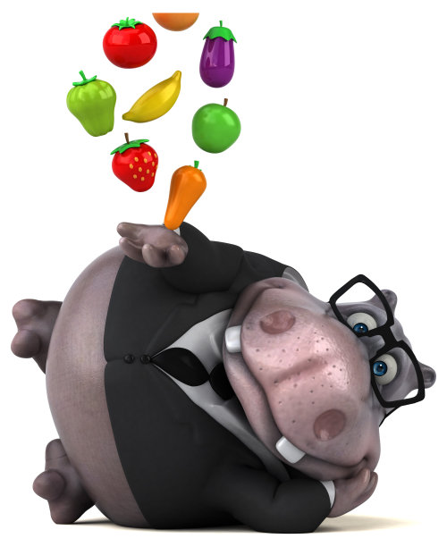 有趣的河马- 3D插图图片下载