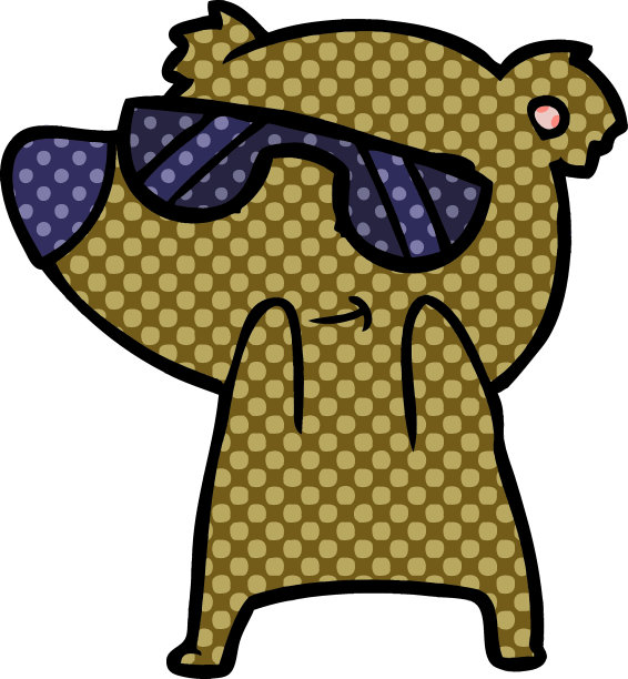 可爱的卡通熊戴着太阳镜图片下载