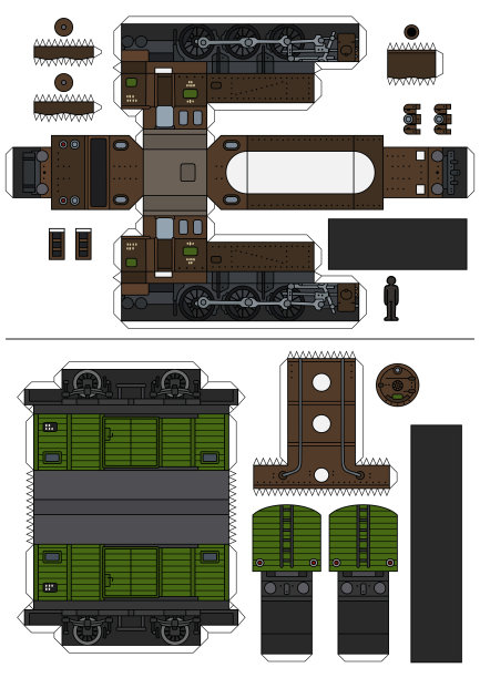 经典蒸汽火车的纸模型图片下载