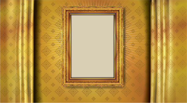 泰国皇家黄金框架上的德雷克模式背景，老式照片框架上的德雷克背景，古董，矢量设计模式图片下载
