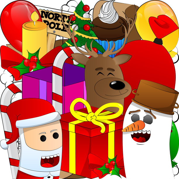 卡通圣诞涂鸦背景。图片下载