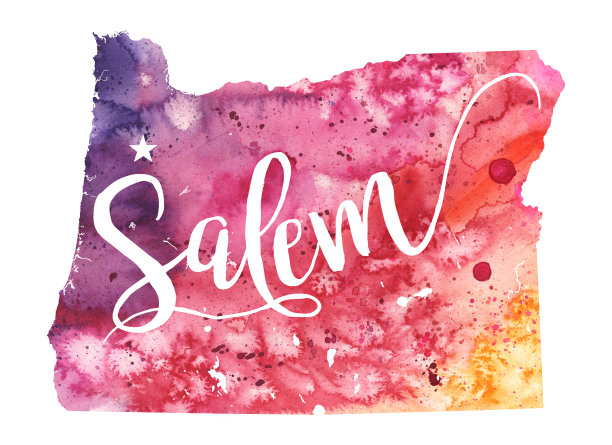 美国俄勒冈州塞勒姆水彩地图图片下载