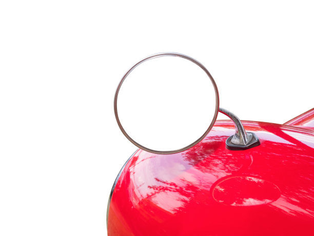 侧视镜复古红色汽车，孤立在白色背景与剪切路径。图片下载