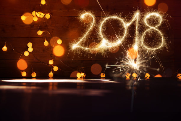 2018新年烟火棒与木地板素材图片