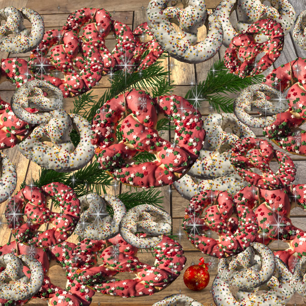 带甜椒盐卷饼的圣诞卡片图片下载