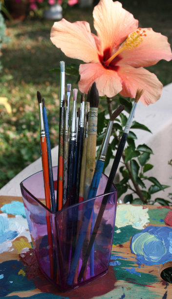 艺术绘画画笔户外拍摄图片下载