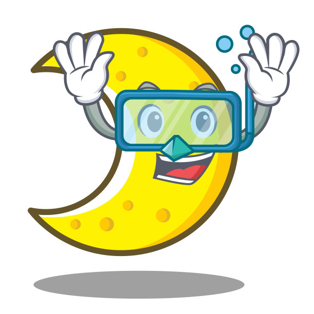 潜水新月人物卡通图片下载