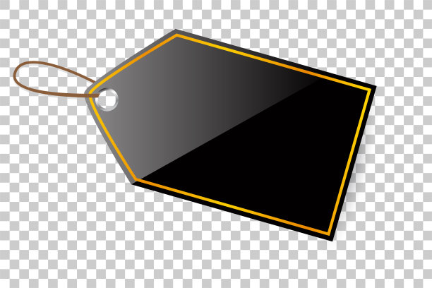 闪亮的黑色空白标签，与黄金列表，在透明效果背景图片下载