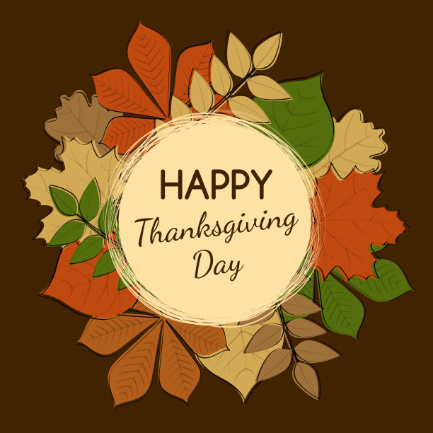 感恩节快乐-带祝福的卡片。向量。图片下载