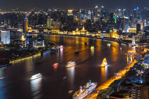 上海夜景鸟瞰图图片下载