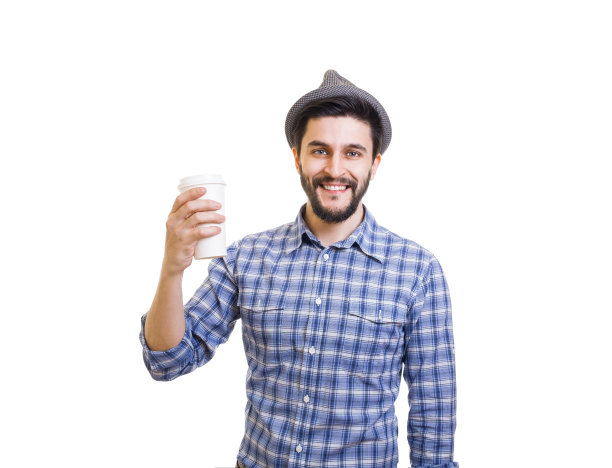 戴着纸杯帽子的嬉皮士图片下载