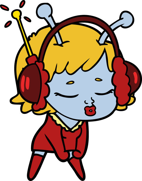 可爱的外星女孩听音乐图片下载