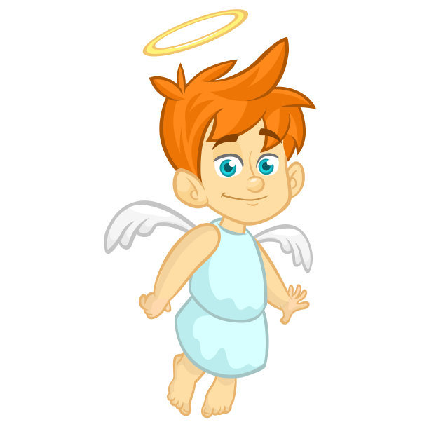 矢量卡通插图的圣诞天使与光和翅膀图片下载