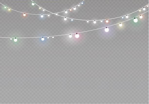 圣诞灯孤立在透明的背景。圣诞节的花环。矢量图图片下载