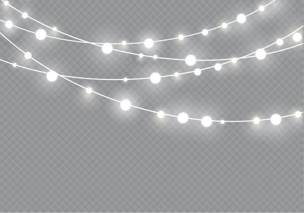 圣诞灯孤立在透明的背景。圣诞节的花环。矢量图图片下载