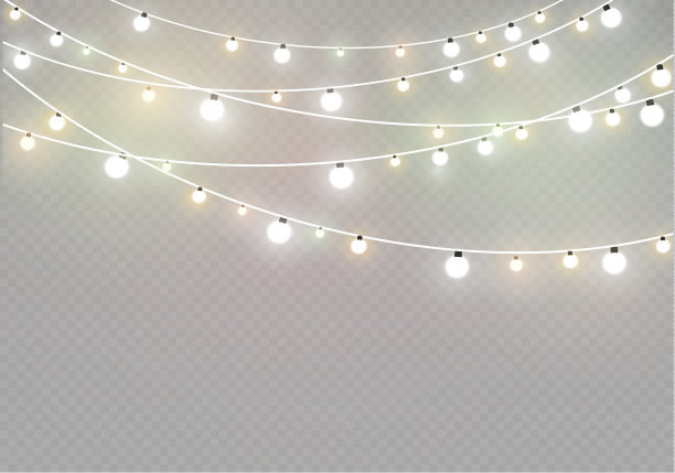 圣诞灯孤立在透明的背景。圣诞节的花环。矢量图图片下载