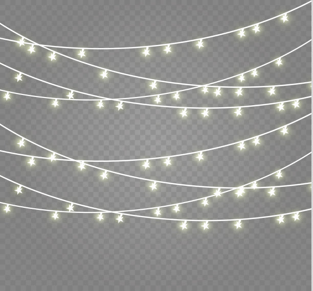 圣诞灯孤立在透明的背景。圣诞节的花环。矢量图图片下载