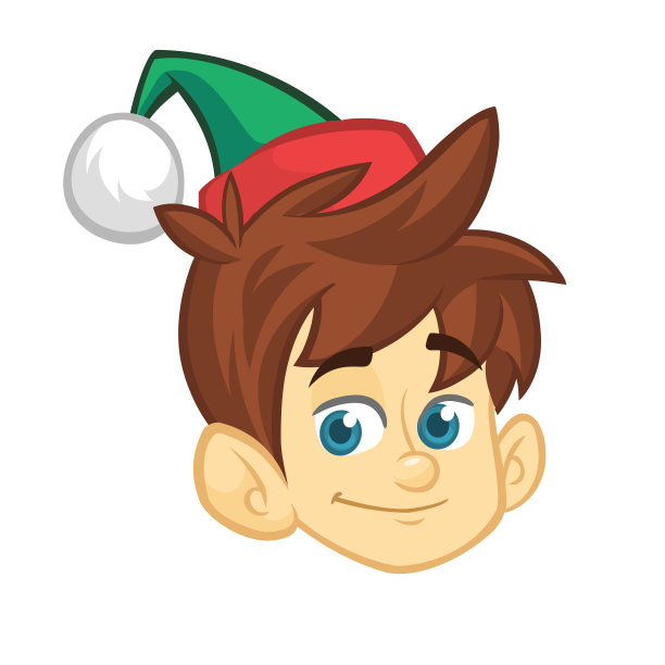 卡通圣诞精灵助手圣诞老人头像。矢量插图孤立在白色上图片下载