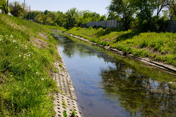 城市河流中的水污染图片下载