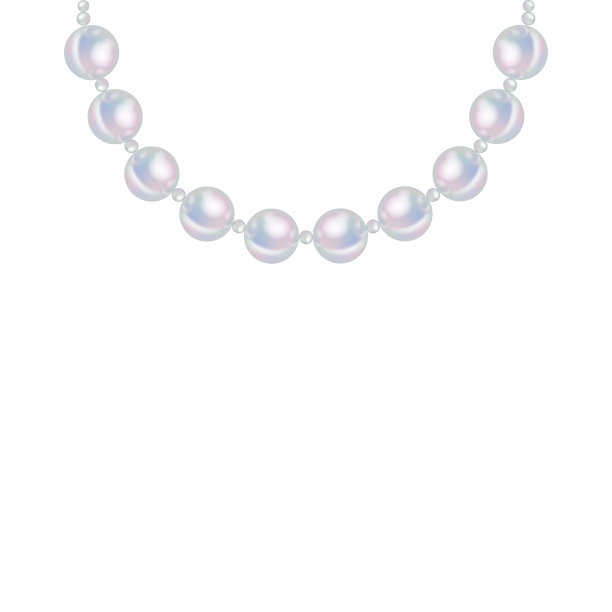 白色珍珠现实的矢量项链上的白色背景图片下载