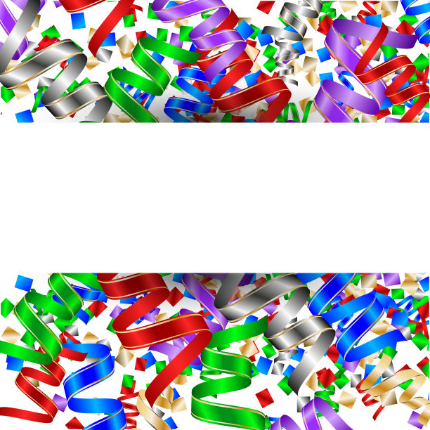 白色横幅，五彩纸屑和五彩蛇纹石。新年的背景。矢量图图片下载