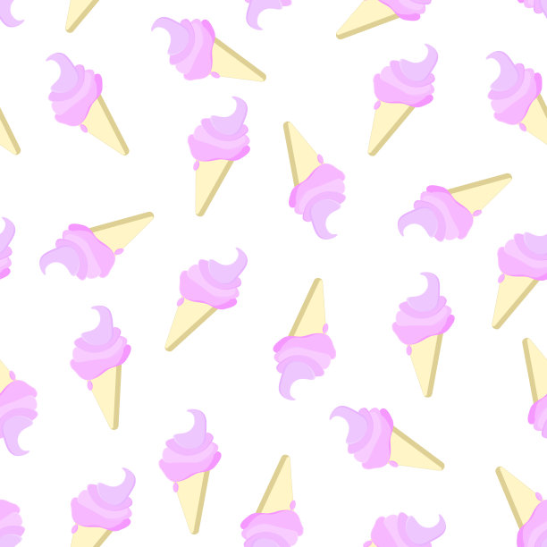 扭曲的蛋卷冰淇淋。程式化的无缝模式。甜的甜点背景与滴。图片下载
