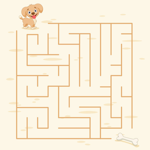 狗和骨头迷宫矢量插图图片下载