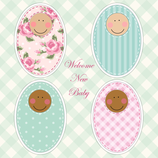 新生婴儿卡通人物的复古面料贴花图片下载