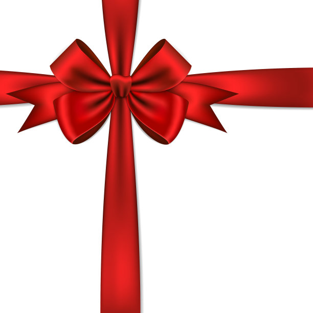 红色的礼品蝴蝶结和丝带。图片下载
