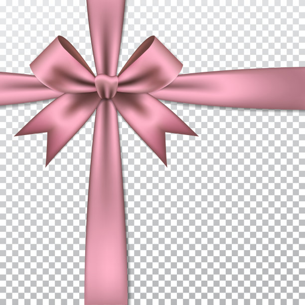 粉色的礼物蝴蝶结和丝带。图片下载