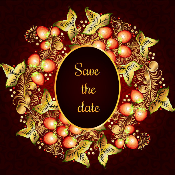 装饰卡片与传统的俄罗斯民族绘画元素在khokhroma风格-花，浆果和叶子。漂亮的细节装饰，设计元素，矢量图形。模板横幅，海报，印刷品图片下载