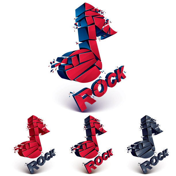 从折射创造的3d矢量音符集图片下载