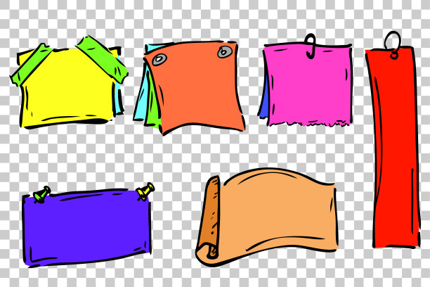 各种颜色空白笔记，背景透明效果图片下载