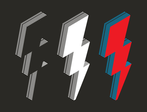 闪电螺栓矢量插图上的黑色背景素材图片