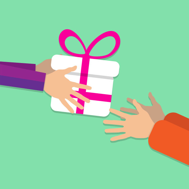 有人把一个白色礼品盒从一只手传到另一只手。假日的概念。矢量插图。图片下载