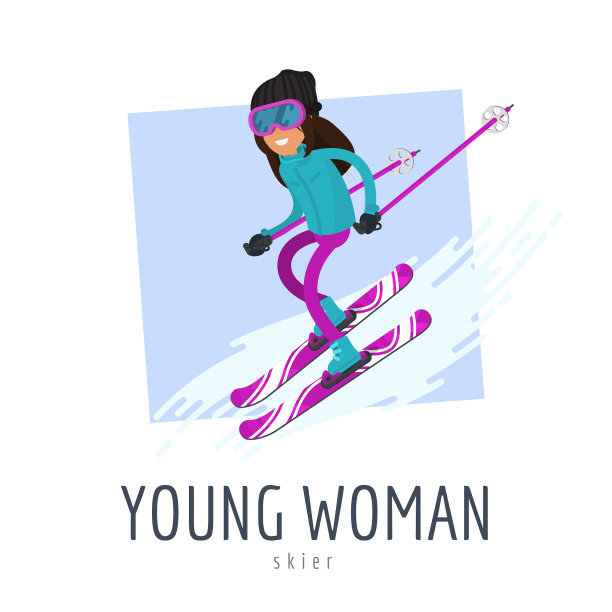 年轻女子在滑雪，滑雪季节到了素材图片