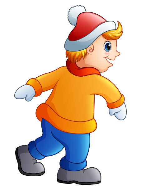 有趣的男孩卡通在冬天的衣服图片下载