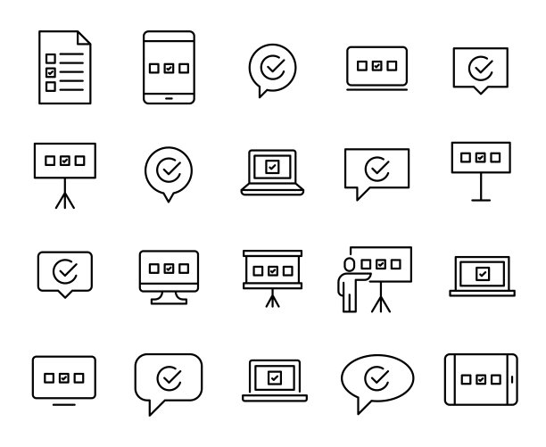 高级组的调查或测试线图标。图片下载