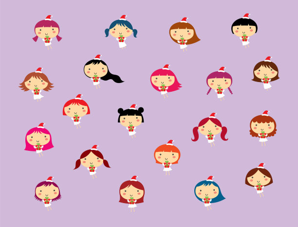 可爱的天使女孩圣诞祝福向量图片下载