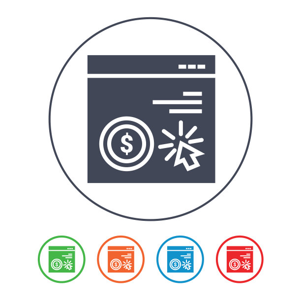 按点击付费在线营销矢量线条图标图片下载