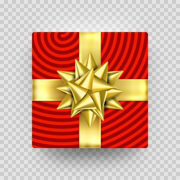 圣诞礼盒礼品红金色丝带蝴蝶结包装图案矢量孤立图片下载