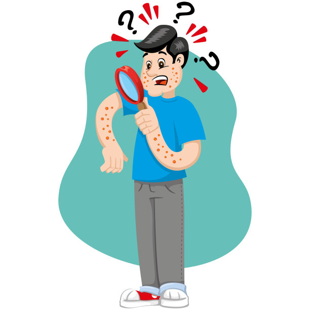 吉祥物鲍勃人，有过敏、皮疹、皮炎等症状。理想的信息和机构有关的医学图片下载