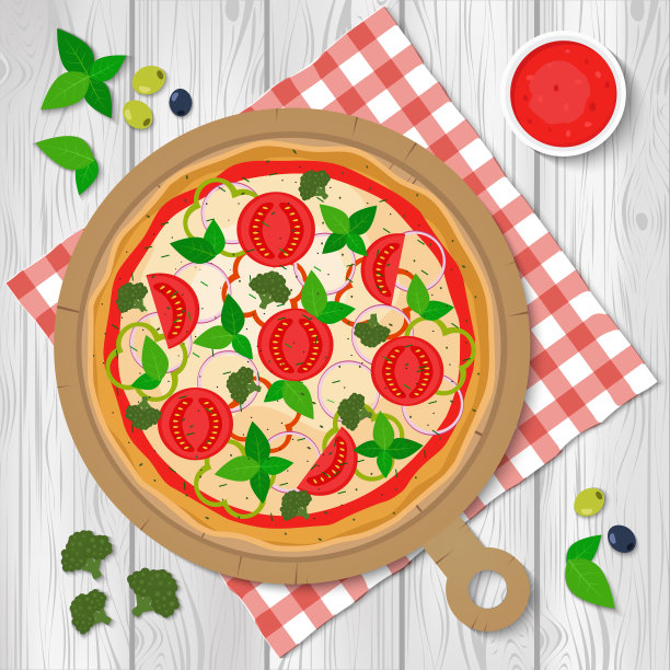 素食比萨。图片下载