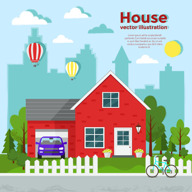 房子插图。国家的房子图片下载